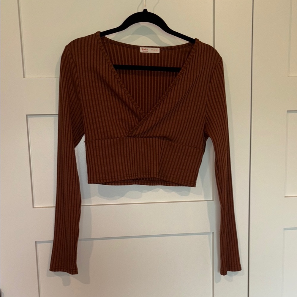 Burnt Orange Long Sleeve Crop Top